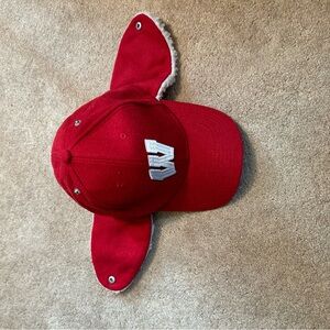 Kids Red Ear-Flap Cap with White 'W’ logo for UW Madison